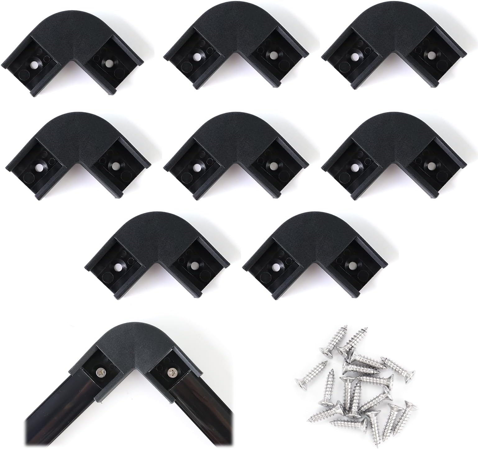 Muzata 8PACK LED Channel Black Corner Connector Kit L-Shape for U1SW
