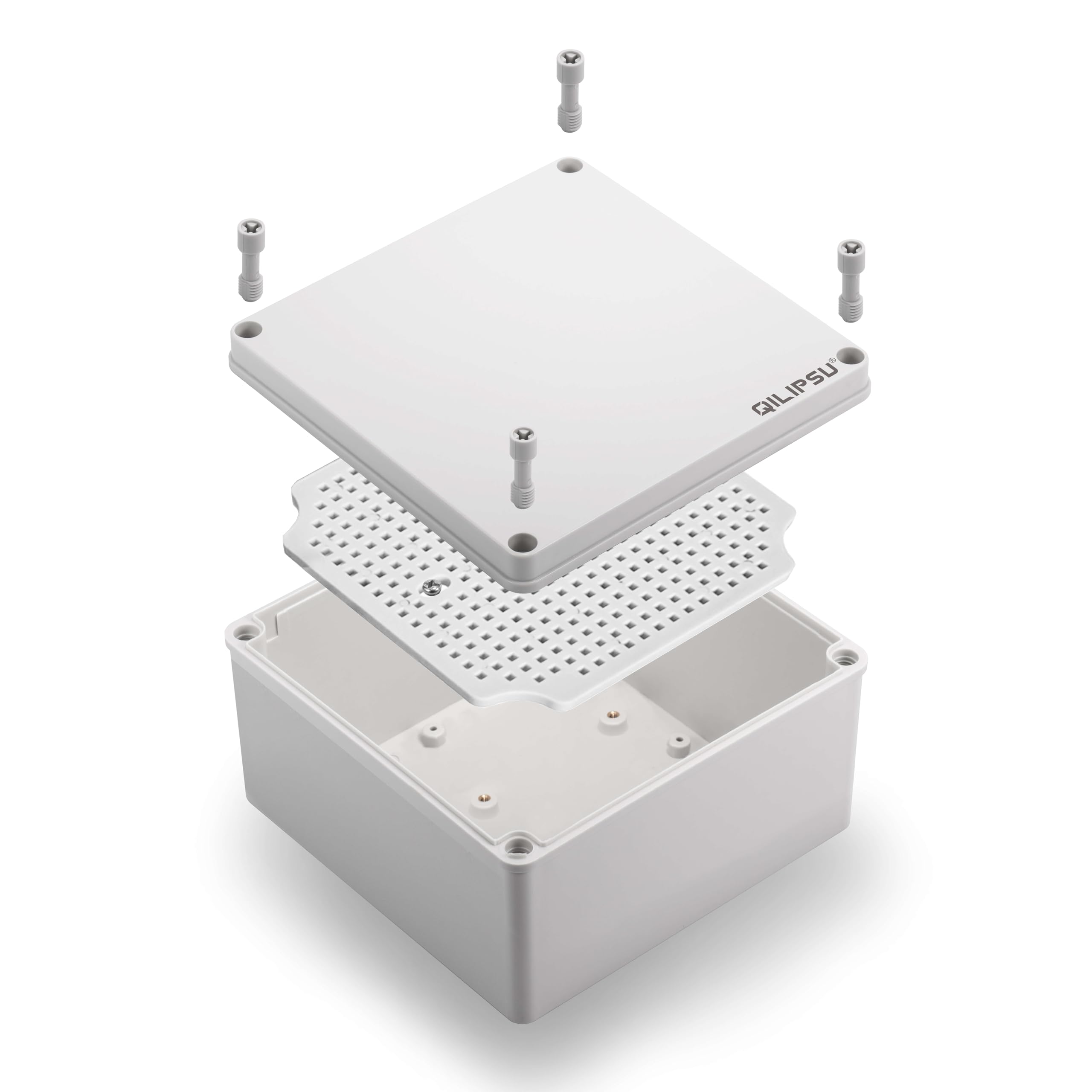 QILIPSU Outdoor Junction Box, IP67 Waterproof ABS Plastic Electrical Box, Grey Cover 125x125x75mm Project Box Weatherproof Enclosure (4.9"x4.9"x3")-image-27