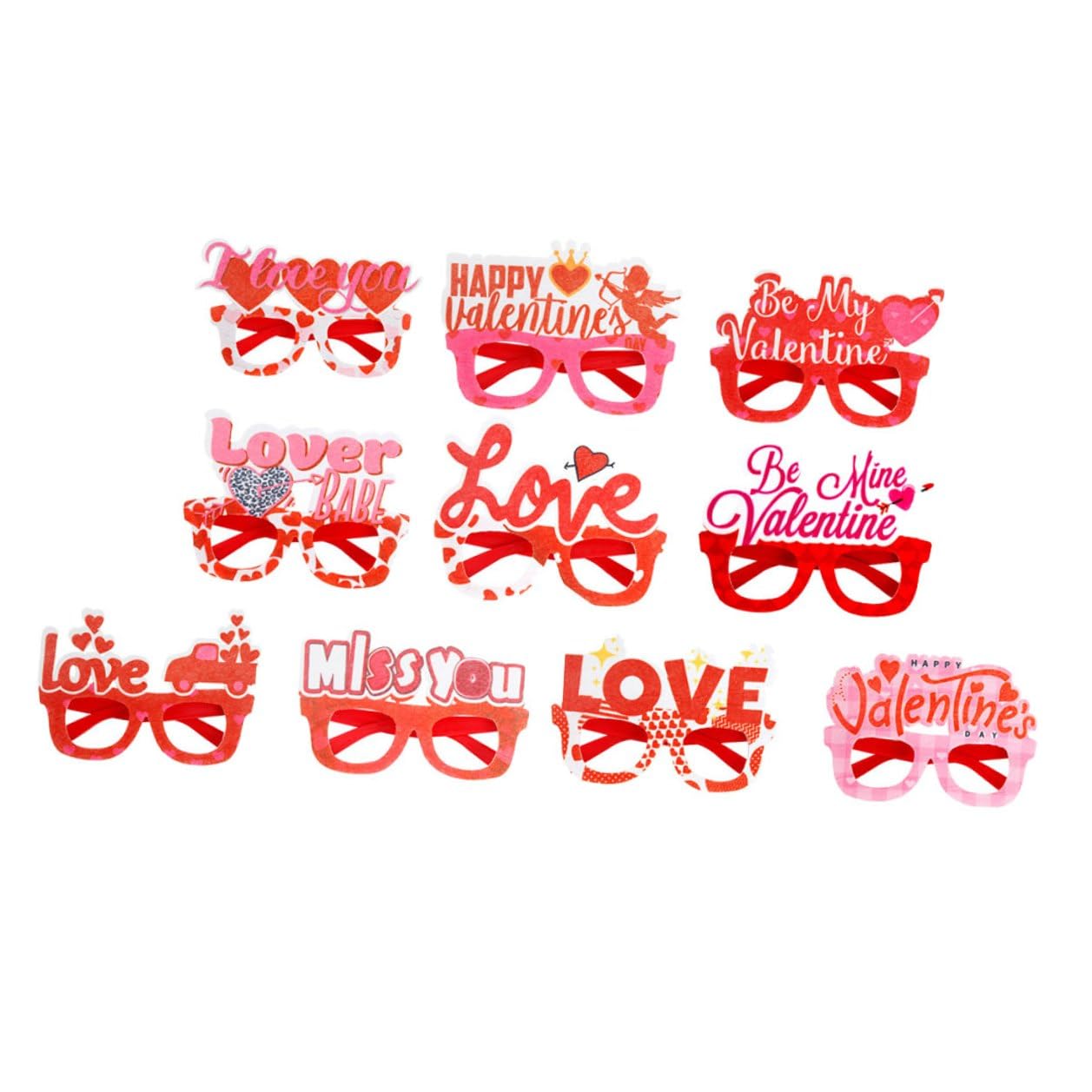 10Pcs Valentines Day Heart-Shaped Fun Eyeglasses Plastic Party Favor Photobooth Props for Women Valentines Day Party Decorations