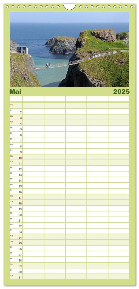 Familienplaner 2025 - Traumhaftes Irland mit 5 Spalten (Wandkalender, 21 cm x 45 cm), CALVENDO: Dublin, Belfast, atemberaubende Landschaften und ... der Grünen Insel Irland. (CALVENDO Orte)