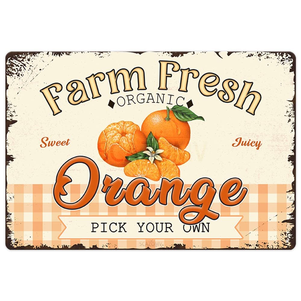 Amazon.com: SCAZOMV Farm Fresh Sweet Juicy Orange Vintage Metal
