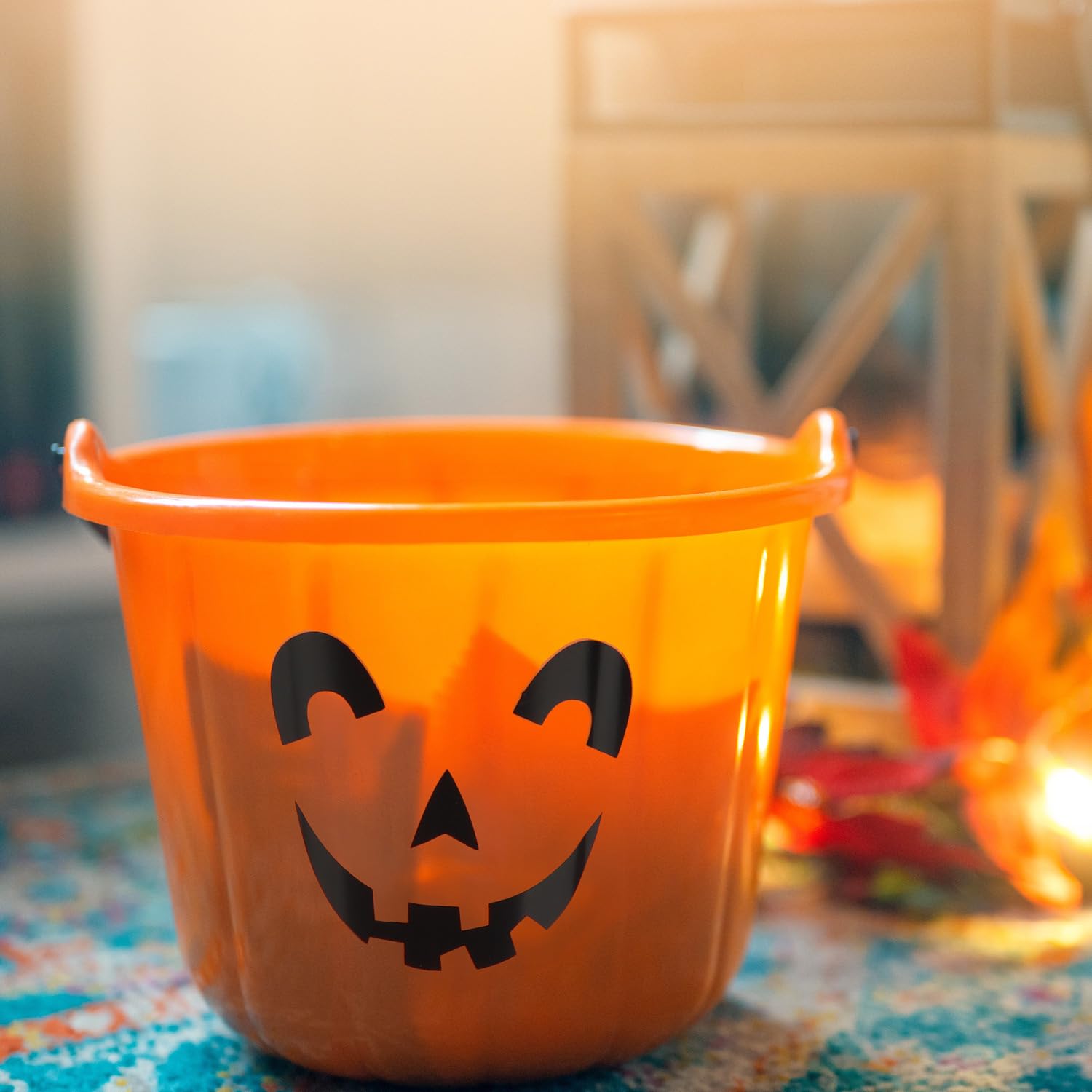com-four® 4X Halloween Kürbis Eimer - Kunststoff-Eimer im Kürbis-Design zum Sammeln von Süßigkeiten - Sammel-Tasche mit Henkel für Halloween