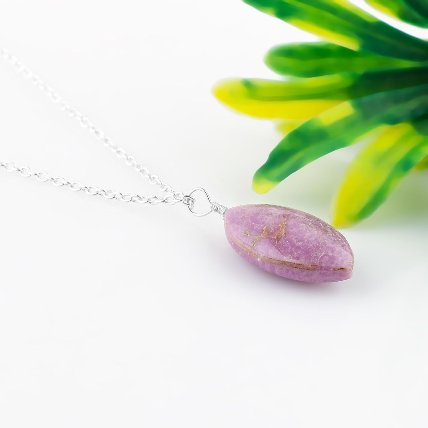 Natural Gemstones Dainty Pendant, Polished Marquise Stones Necklace, Handmade Boho Hypoallergenic Jewelry for Women, Chakra Healing Crystals, Adjustable Chain-16+2inch - Image 5