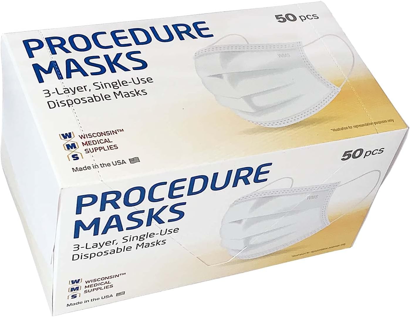 3-Layer Procedure Face Masks - 10 Pack Bulk Case (500 Masks)