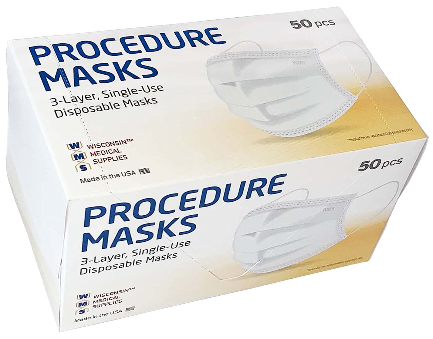 Get Popular Offer WMS Wisconsin Medical Supplies, 3-Layer Face Masks, MADE IN USA, 10 Pack Bulk Case (500 Masks)