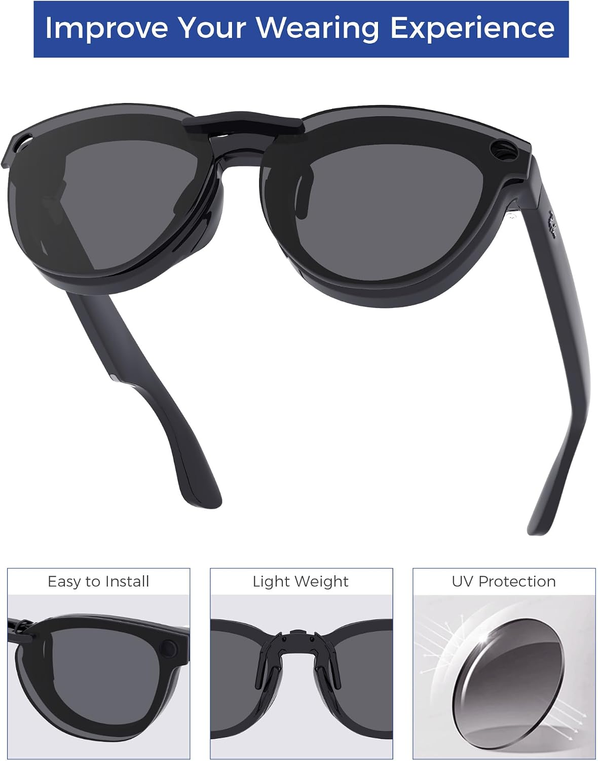 Polarized Clip-on Eyeglasses for Ray-Ban Meta Headliner RW4009 & Gen 2 RW4013 50mm Sunglasses image 4