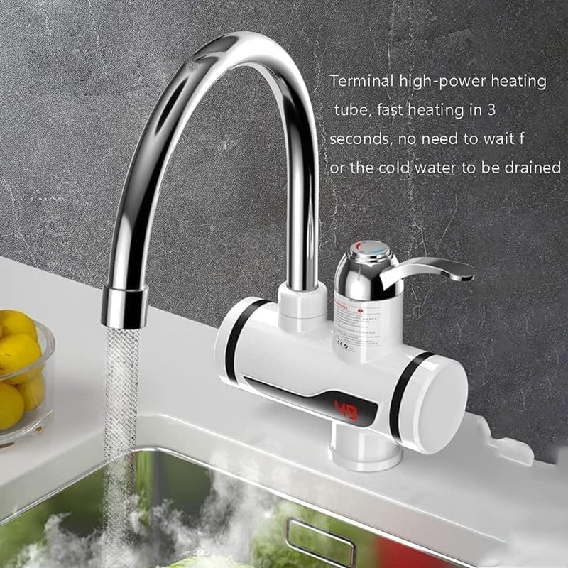 Image of TEKCOOL Instant Electric Water Heater Faucet - Tankless Hot Water Heater for Kitchen & Bathroom, Energy-Efficient with Adjustable Temperature Control.
