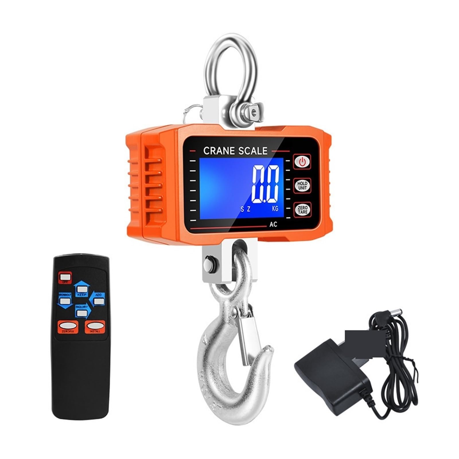 JVDDI Digital Hanging Scale Full Aluminum Heavy Duty Industrial Hook Scale, Portable Handheld Electronic Weighing Heavy Duty Crane Hook(Oranje,500kg)