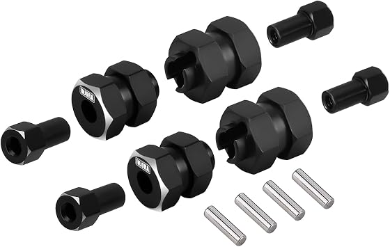 INJORA Black Stainless Steel Wheel Hex Hub +5mm Extenders for Axial SCX24 Upgrade 1/24 RC Crawler, 12g/Set