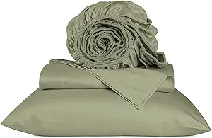 URBANHUT 800 Thread Count Egyptian Cotton Sheets Set Twin Size, Luxury Twin Bed Sheets, 3 Pc Bed Sheet Sets, Hotel Sheets Sateen Finish Fits 16" Deep Pocket - Sage