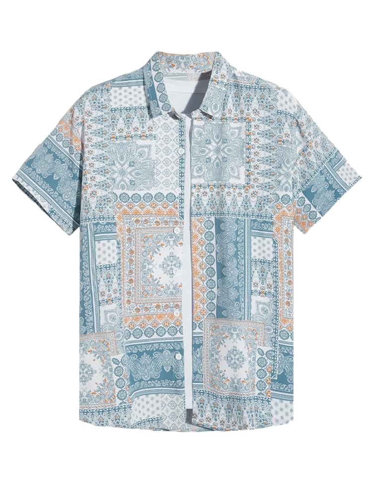 XPIORMandala Blue Digital Printed Half Sleeves Cotton Material Mens Shirt