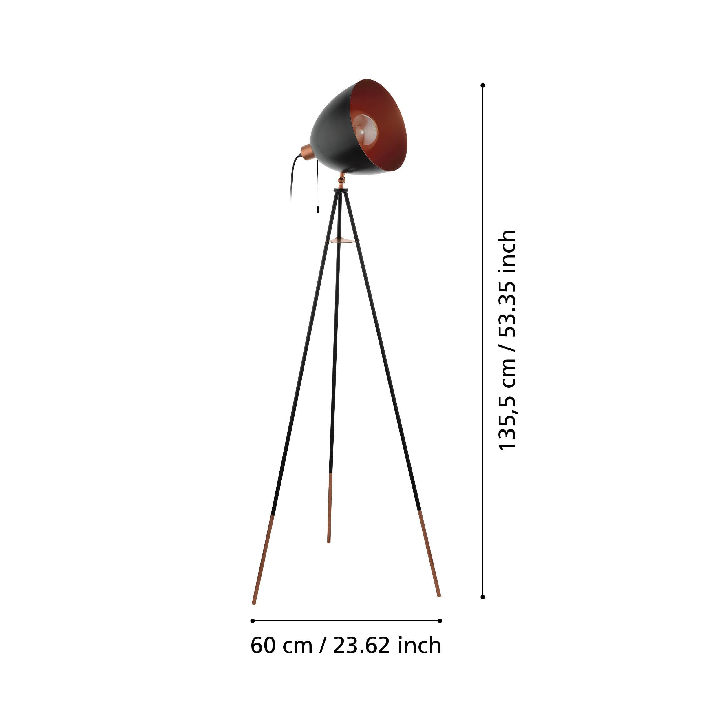 Eglo Lampada da terra treppiede Chester, Lampadario da terra vintage a 1