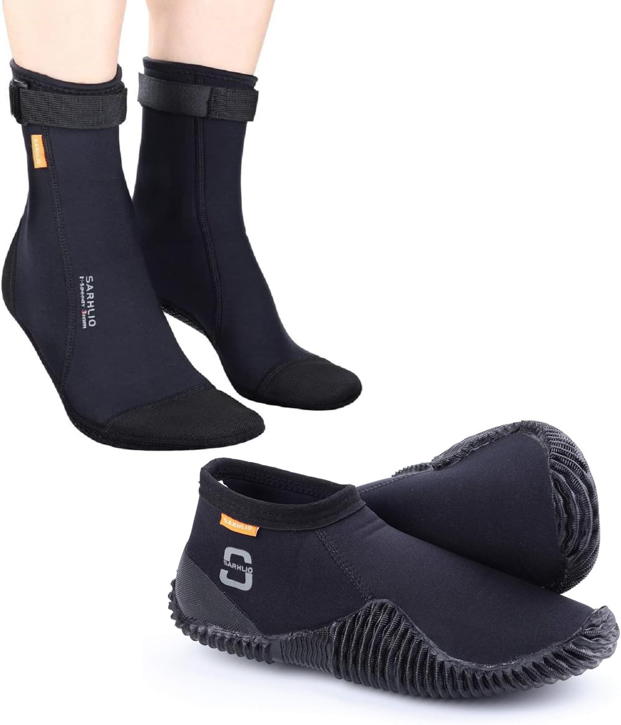 Neoprene Dive Boots Diving Socks Set 3mm with Anti-Slip Rubber Sole for Snorkeling Swimming Beach Water Sports Kayaking Surfing