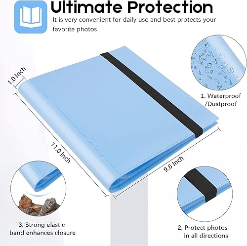 Miniatura 6 de Álbum de fotos de 8 x 10 pulgadas con capacidad para 68 fotos (2 unidades, azul) - Carpeta de portafolio de arte para fotos, obras de arte para