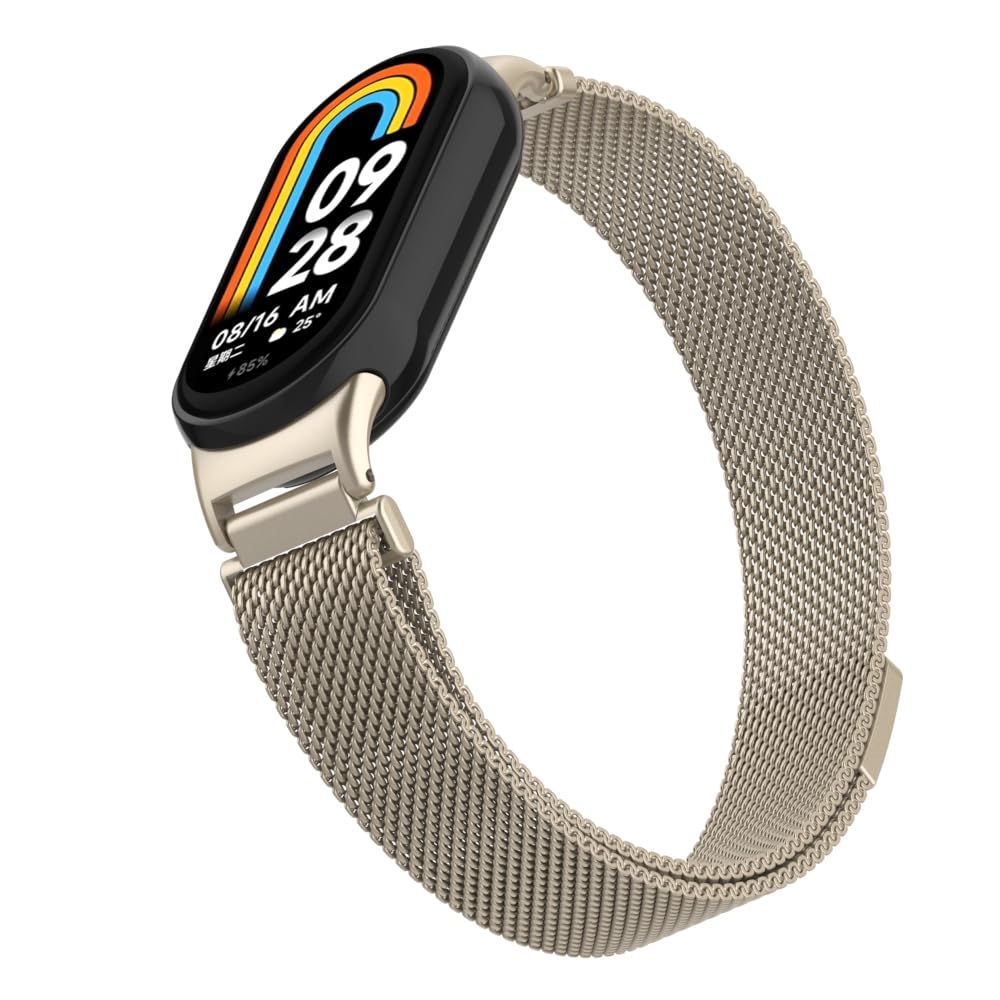 HchenH Bracelet Compatible with Xiaomi Mi Band 8, Stainless Steel Metal Adjustable Replacement Strap, Soft Breathable, Magnetic Mesh Woven Watch Straps for Xiaomi Mi Band 8 - Image 4