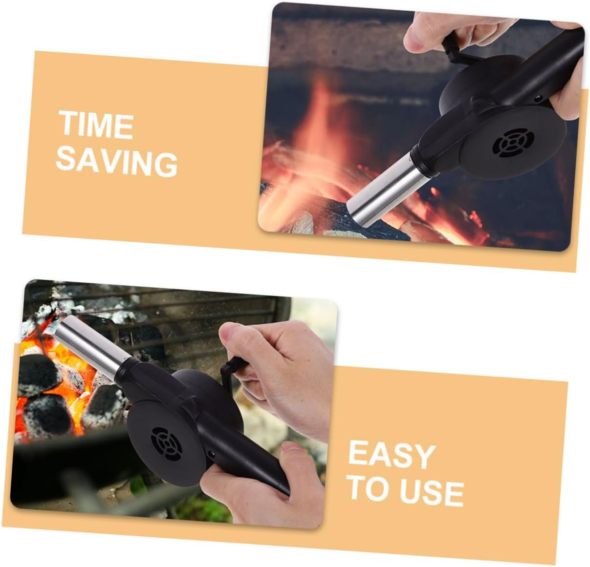 Hand Cranked Fire Blower for Bbq Outdoor Cooking Metal Black