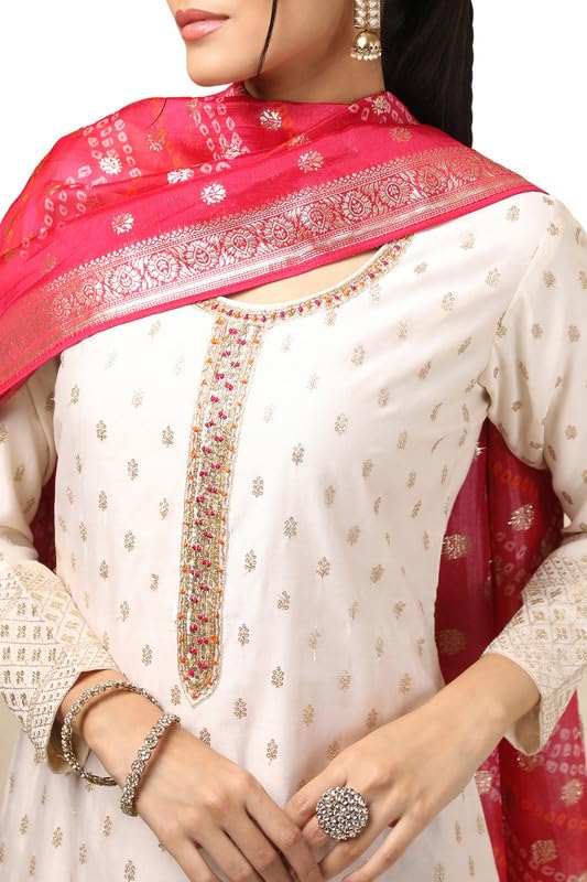 Image of Soch Womens Purple Crepe Floral Print Suit Set With Beads