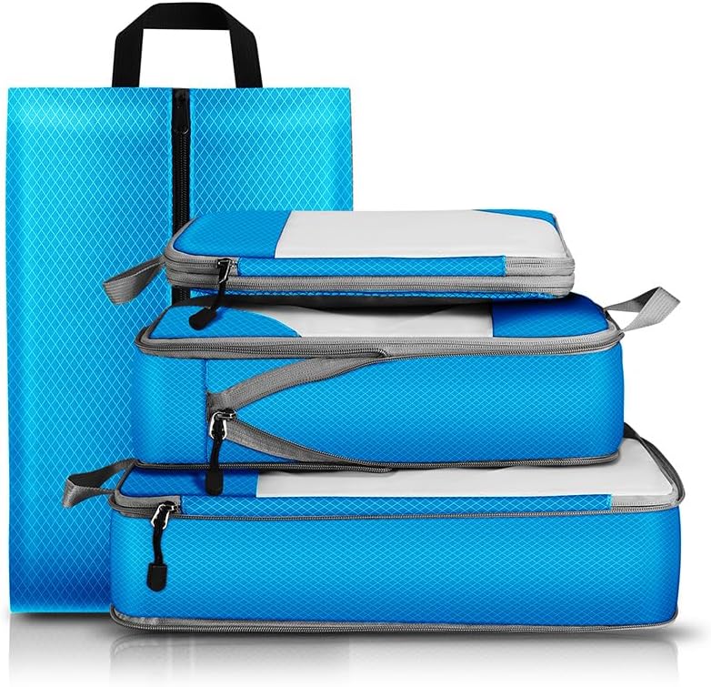 Waterproof TUP Transparent Travel Packing Bags Set – Foldable & Lightweight Design – Luggage Organizer for Suitcase & Trolley (Sky Blue,Medium Size (Single Bag))
