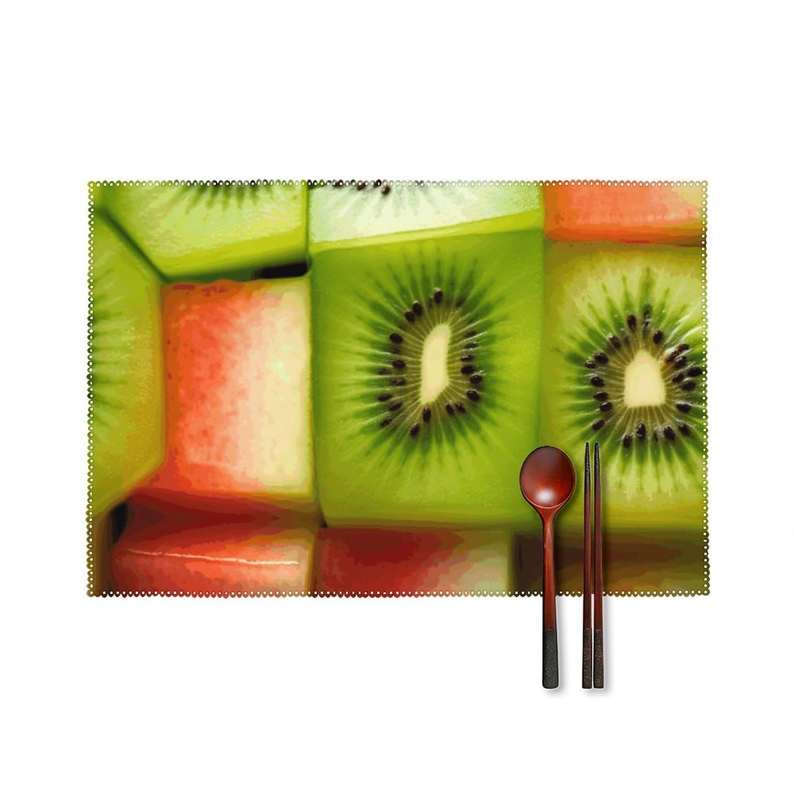 Kiwi Watermelon Placemats Washable Not Fade Placemats Practical Heat Resistant Place Mats for Outdoor Patio Table Mats Kitchen Dining Party Decoration