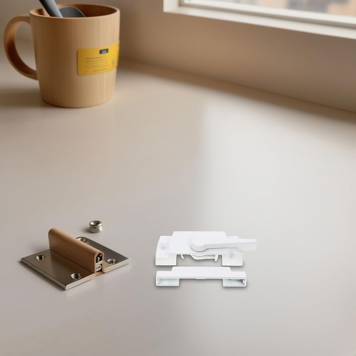 TEHAUX 6 Sets White Right Side Sash Window Locks with Zinc Alloy Latches and Keeper for Vertical and Horizontal Sliding Windows Replacement Security Bolts