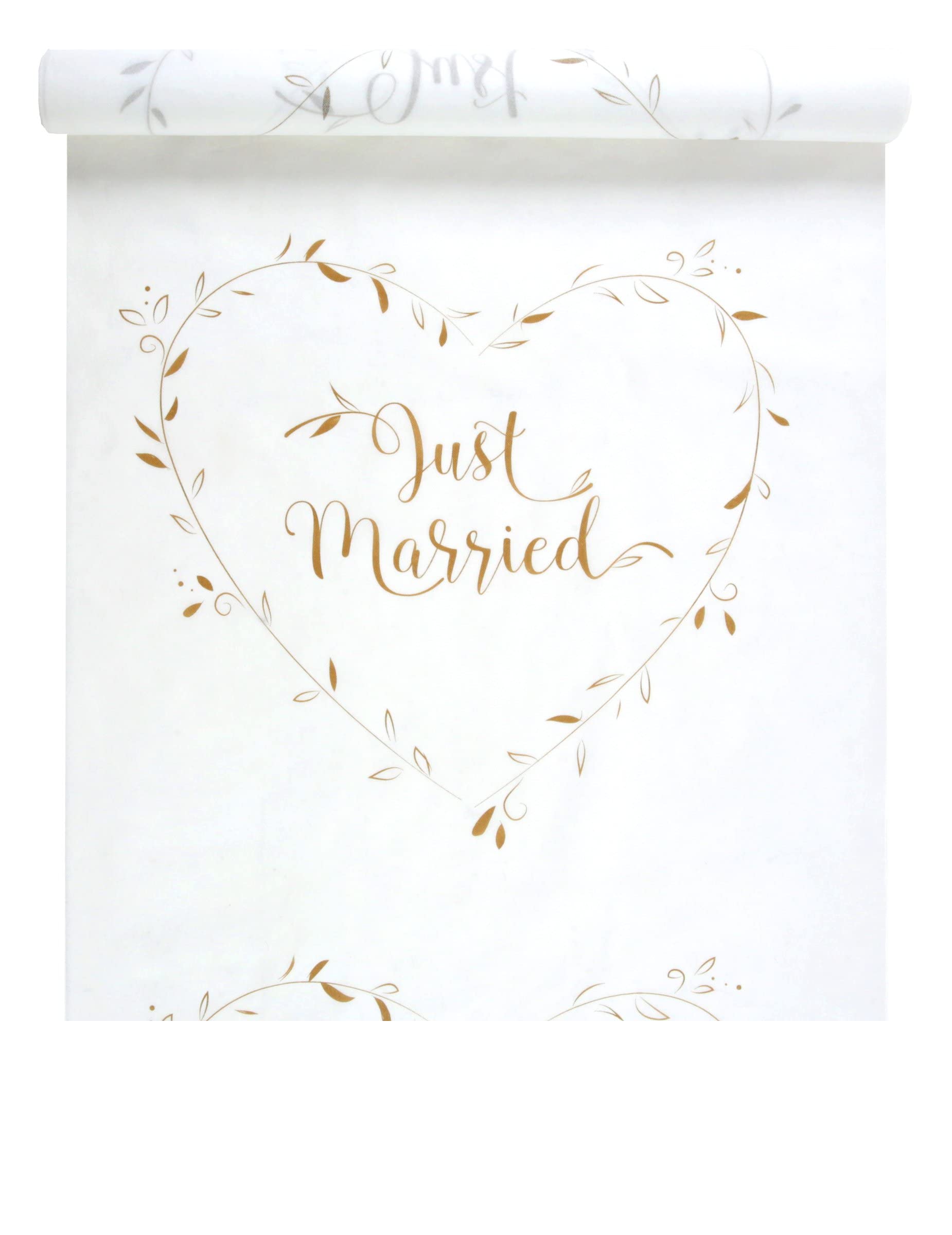 Tapis de cérémonie Just Married blanc et or 10m l'élégance intemporelle d'un mariage chic