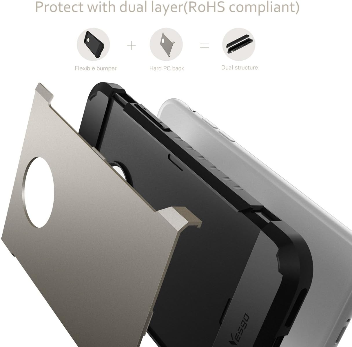 iPhone 7 Plus Case Shockproof Anti-Scratch Protective Heavy Duty Dual layer Rugged Cover Non-slip Grip Case for iPhone 7 Plus-Matte (Gunmetal)