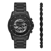Armani Exchange Orologio da uomo nero, movimento cronografo al quarzo e cassa da 44