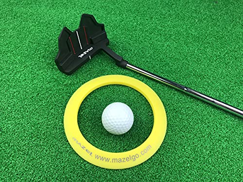 MAZEL Putting Cup/Ring - All-Direction Golf Practice Hole Trainer (Yellow Ring)