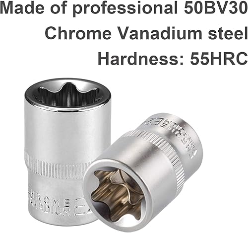 Vista 2 de Hembra E Torx Socket Set 3/8 1/2 1/4 Drive E4 - E24 Torque Externo Star Socket Kit 14pcs