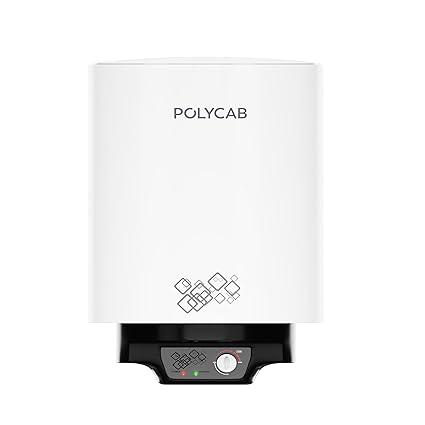 Polycab Celestia 5-Star, 15 litre, 2KW Electric Storage Geyser (Water Heater) For Home, Bathroom | Efficient Heating Element, Glasslined Coated Tank | Enhanced Safety, Temperature Control Knob?White?