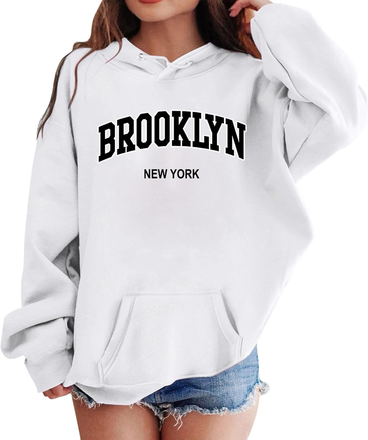 Generisch Sweat-shirt Surdimensionné Los Angeles Pour Femme - Vintage - Manches Longues - Col Rond - Décontracté - Haut Long Pour Adolescentes, A13-grey, L