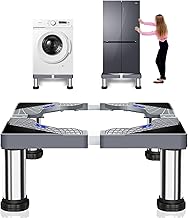 Bocguy Support Machine a Laver, Socle Machine a Laver, Largeur Réglable 40-60cm, Avec 4 pieds Stable pour Machine à Laver, pour Réfrigérateur, Sèche-Linge, Congélateur, Hauteur 23-26cm