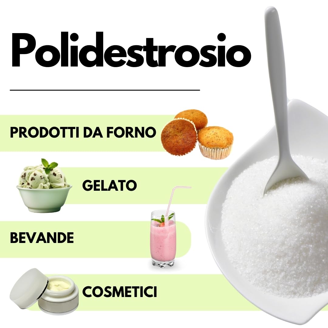SaporePuro Polidestrosio in polvere 1 kg - Fibra alimentare solubile - Basso Contenuto Calorico, addensante e stabilizzante, ideale per Gelati, Dolci, prodotti da forno e bevande