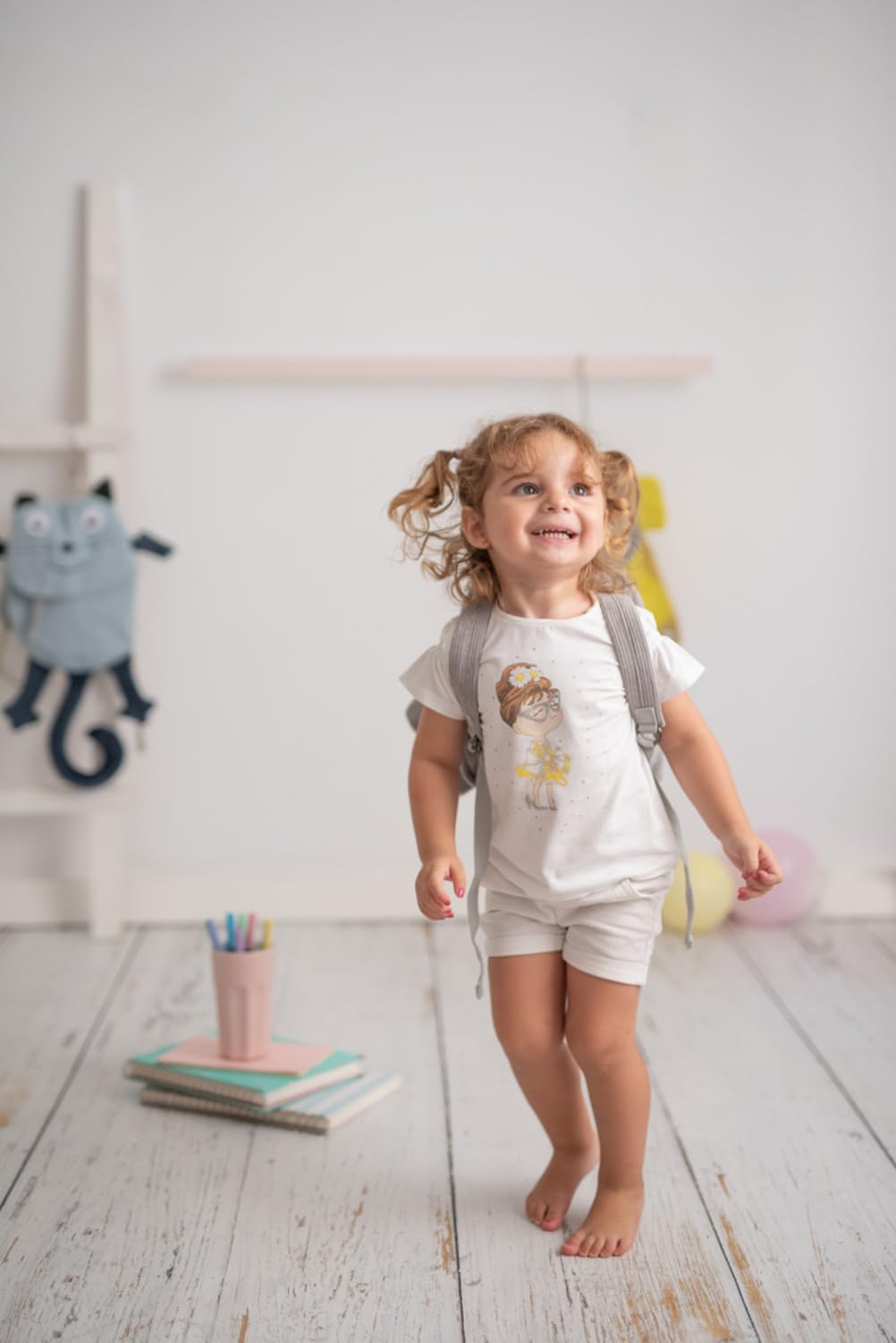 Mochila infantil algodón elefante gris