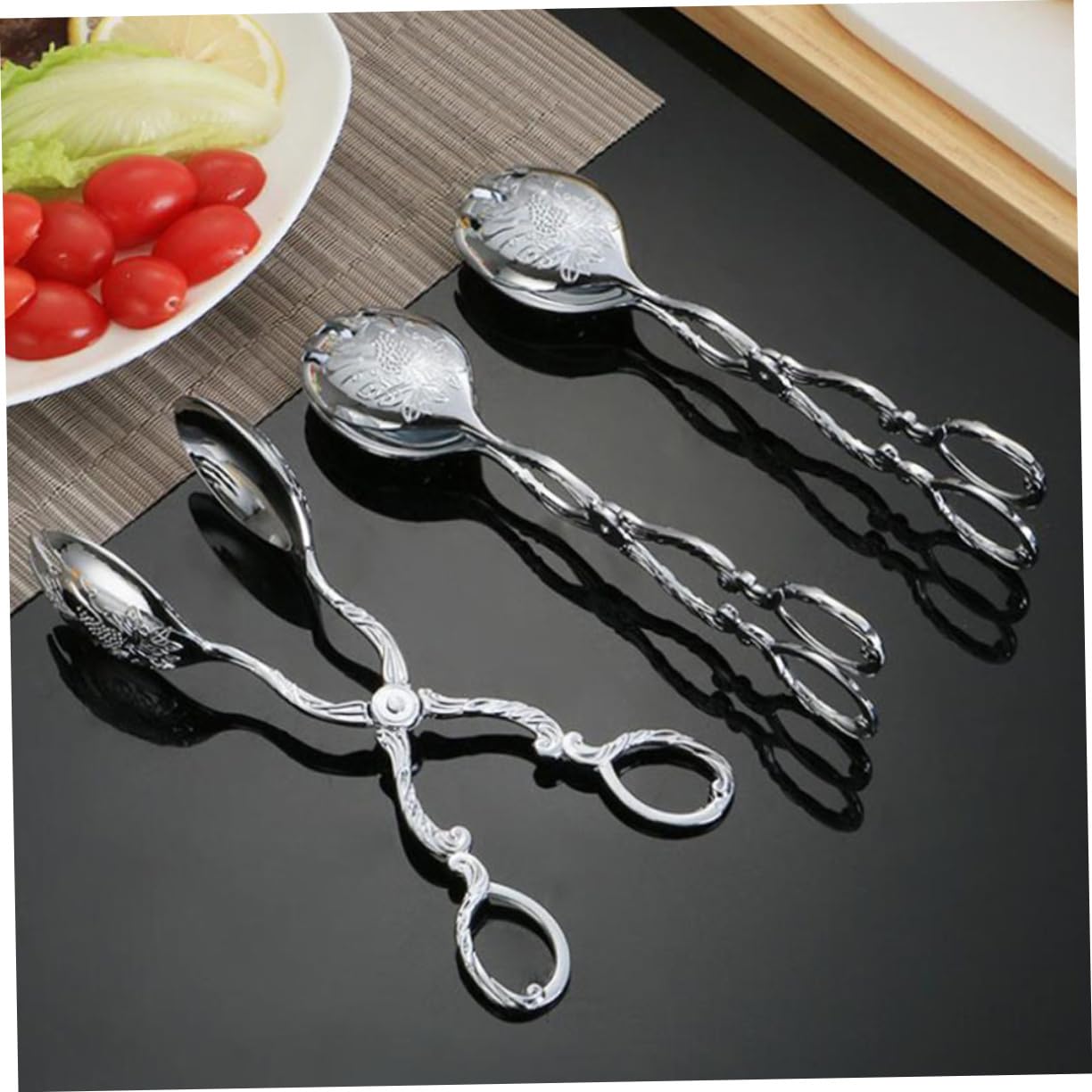 Cabilock 1Pc Stainless Steel Food Clamp Creative Barbecue Tongs for Serving Bread Vegetables and More Comfortable Handle and Design for Kitchen and Outdoor Use