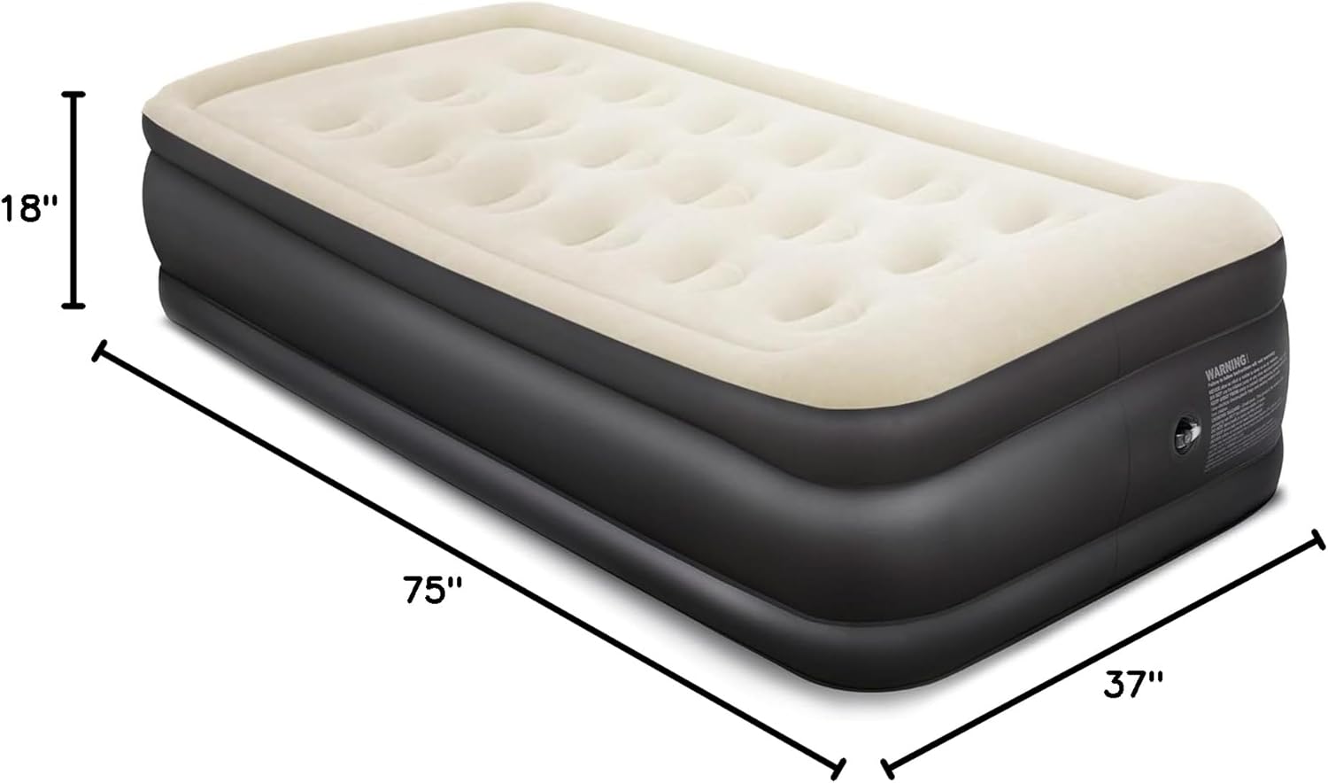 Twin Air Mattress with Built-in Pump – 18" Raised Height, Leak-Free & Odorless, Single Inflatable Bed, Supports up to 650 lbs–for Camping, Home, Guests, Travel