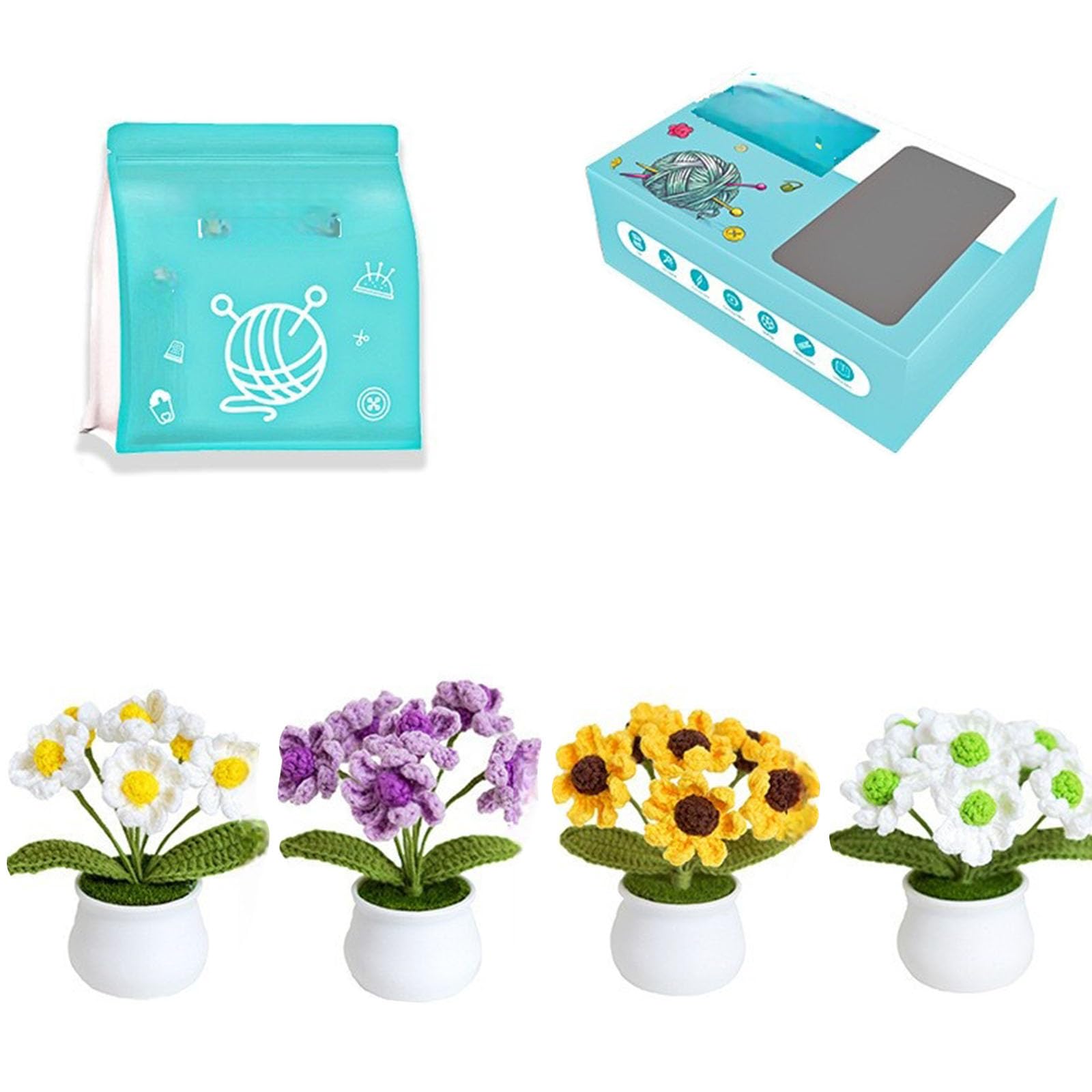 carotoe Flower Set with Step-by-Step Tutorial Instruction Crochet Potted Plant Crochet Knitting Supplies for Beginner Hook Set for Beginner