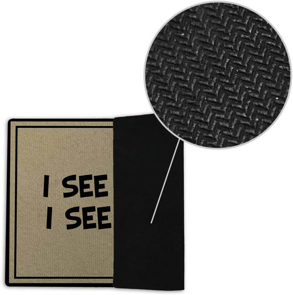 Funny Door Mat Non-Slip Back Rubber Entry Way Doormat Outside | I See London I See France | Standard Outdoor Welcome Mat | Patio Home Office Indoor | Non-Woven Fabric 18 Inch x 30 Inch