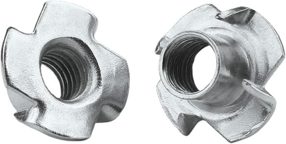 T-Nuts,Four Claws Nut, M4 M5 M6 M8 M10 M12 Four Claws Nut T-nut Blind Pronged Insert T-Nut for Wood Furniture Hardware(10pcs,M8)