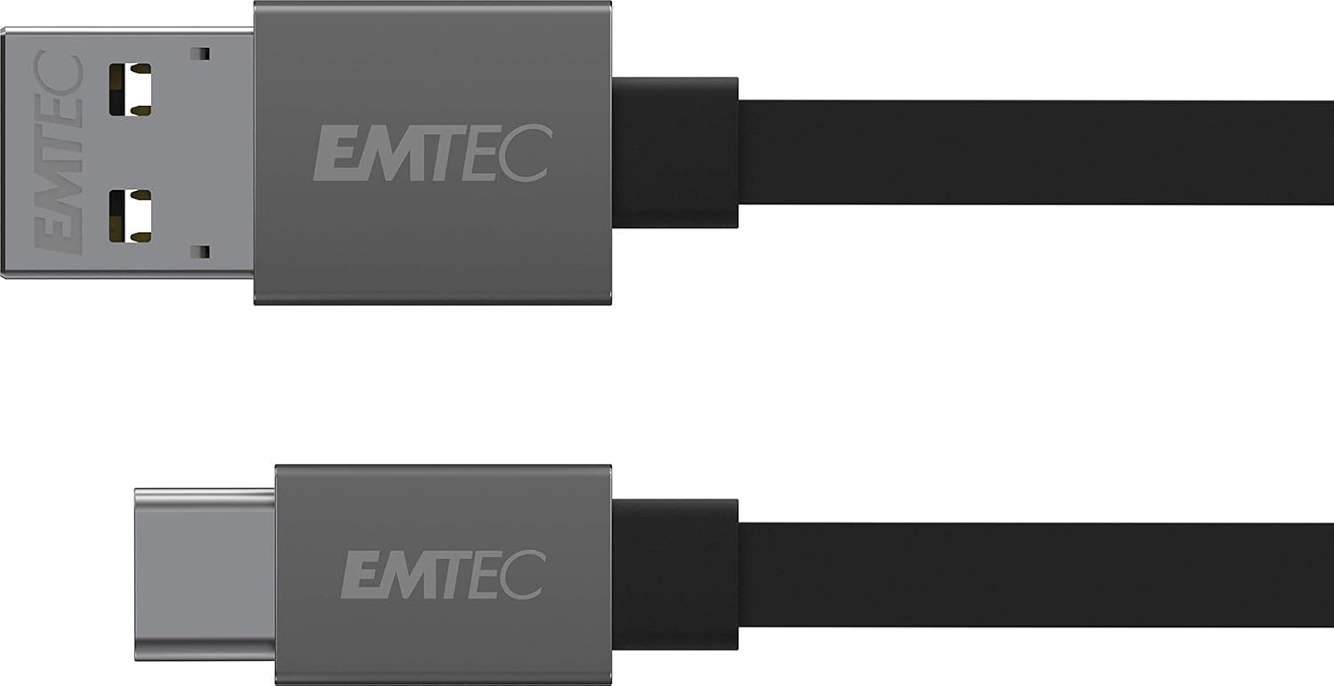 Emtec ECCHAT700TC - USB-A/Type-C USB-C Cable - T700 Collection - for Smartphone and Tablet - Flat Cable 120 cm