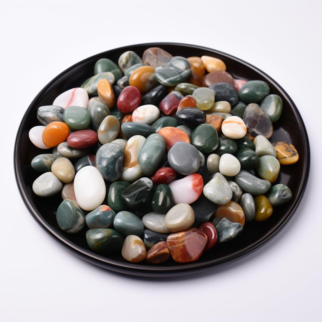 Polished Ocean Jasper Crystal Chips 200 Pcs - 10 oz Tumbled Stone Chips Crushed Sea Glass Stones Healing Reiki Crystal Jewelry Making Home Decoration, 0.28-0.35 Inch
