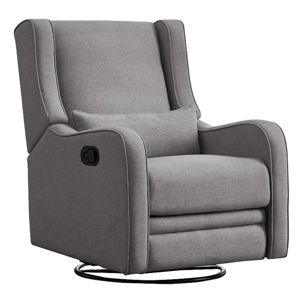 Pemberly Row Fabric Manual Swivel Glider and Recliner in Harbor Gray