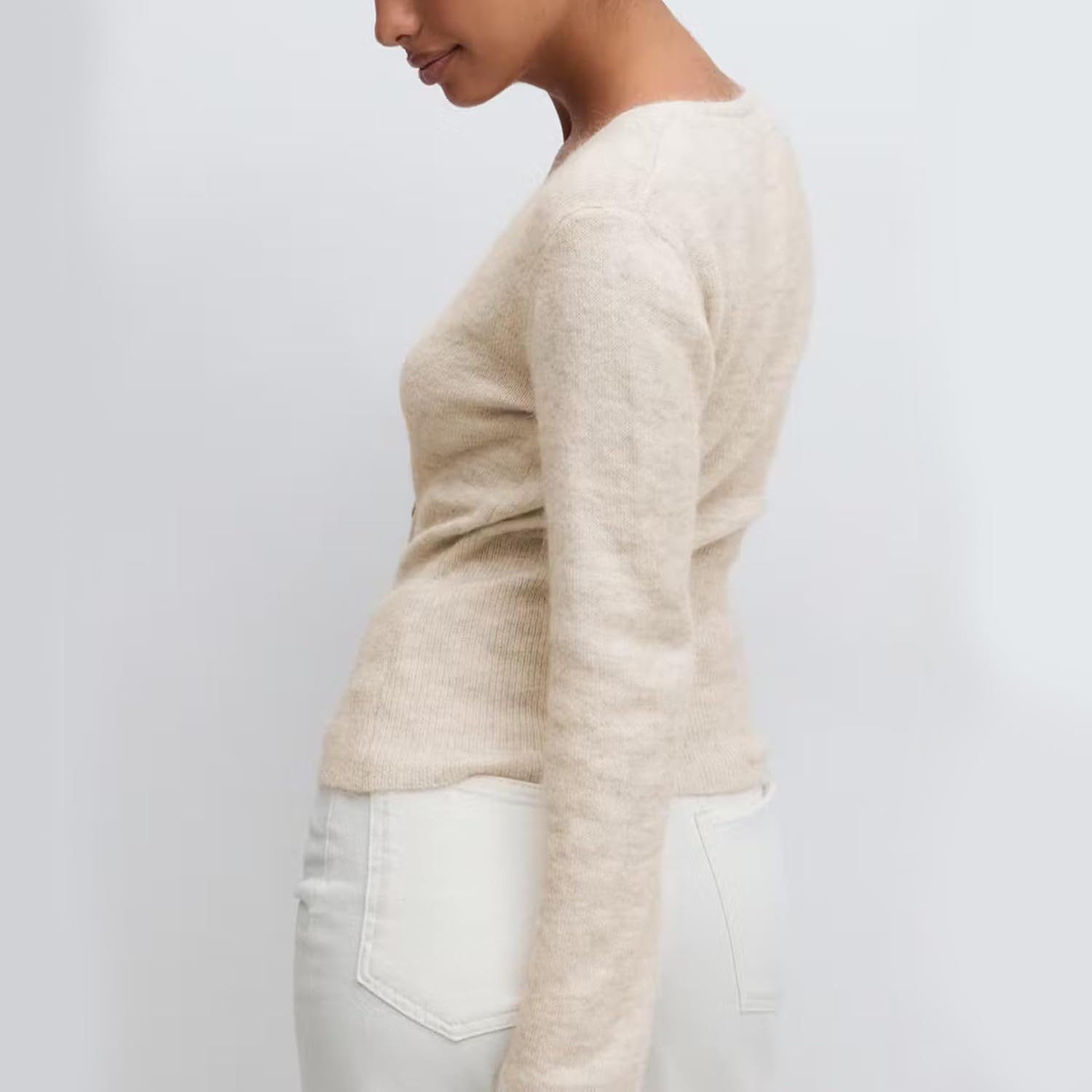 Women V Neck Wrap Sweater Pullover Long Sleeve Side Button Slim Fit Crop Knit Cardigan Fall Casual Elegant Shirts Top