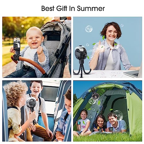 Ausic Misting Fan Stroller Fan, 100ml Outdoor Misting Fan Portable Fan for Stroller, Clip on Fan for Baby Detachable tripod, Handheld Fan, Desk Fan for Crib, Treadmill, Car Seat, Camping, Work - Thumbnail 7
