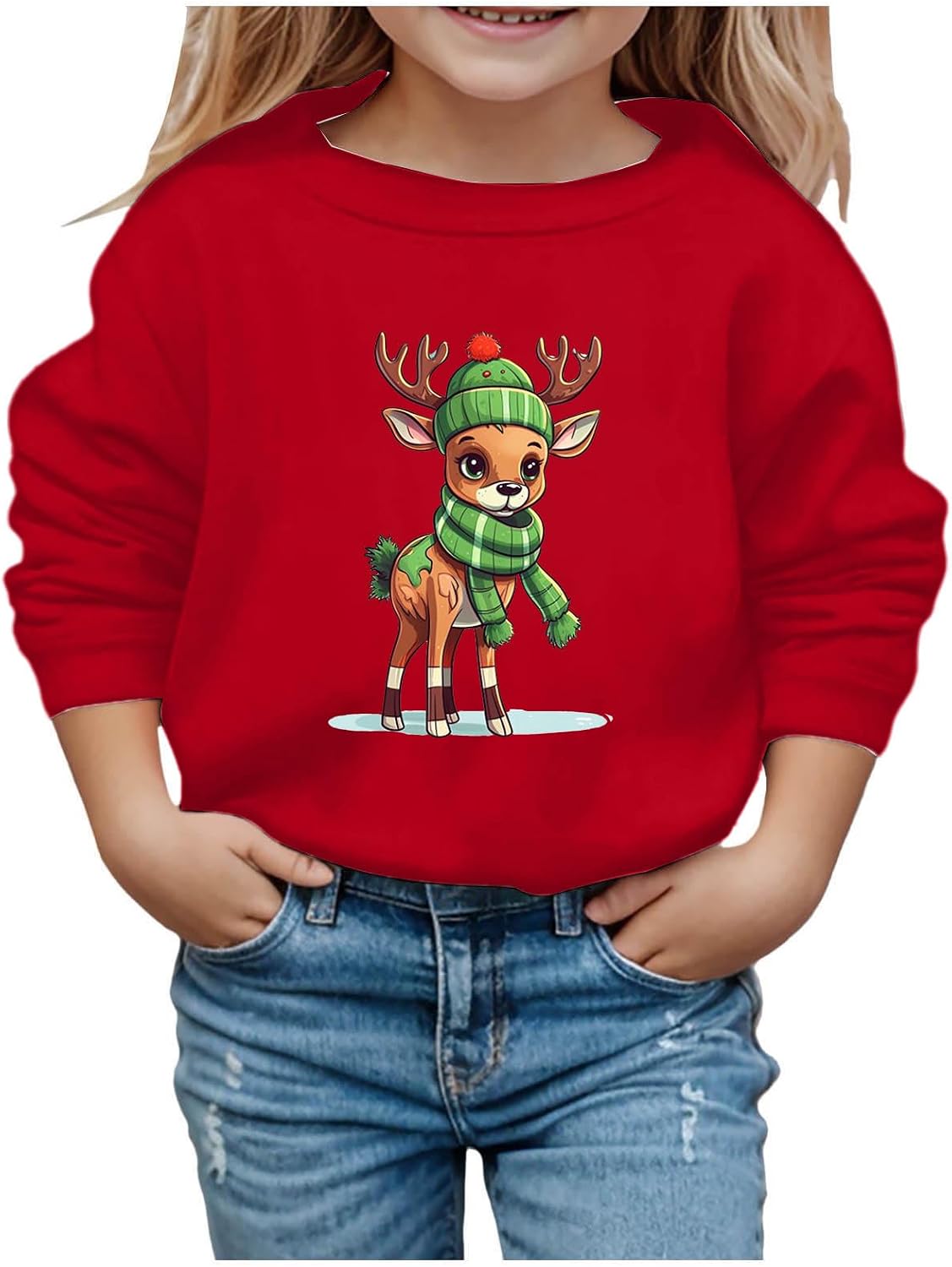 Sweatshirt Long Sleeve Christmas Print Crewneck Pullover Tops Unisex Youth Cute Comfort Outfits For Xmas Festive Holiday Wear