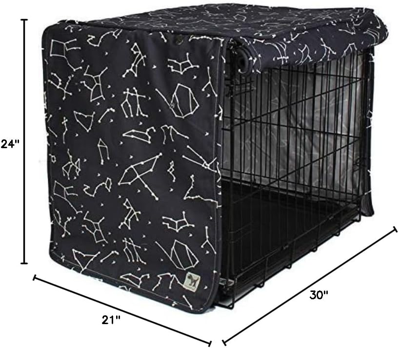 Molly Mutt Rocketman Dog Crate Cover, 100% Cotton Canvas Cover with 2 Roll-Up Panels, Ideal for Dog or Cat Crate, Durable, Washable, and Free of Harmful Chemicals, 30" x 21" x 24"