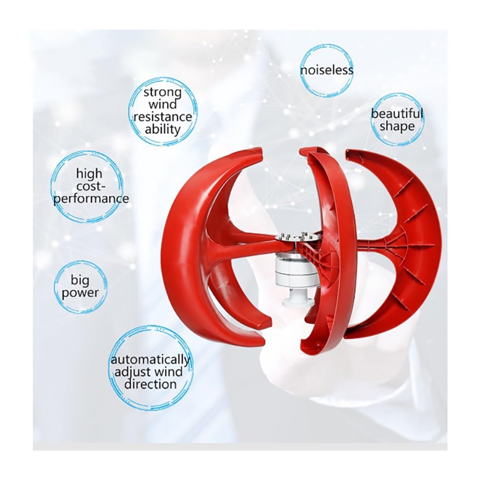 Turbine Éolienne Verticale 500w 12V 24V Éolienne Lame Générateur À Aimant Permanent Contrôleur De Ceinture Triphasé(White,1 Piece Blade)