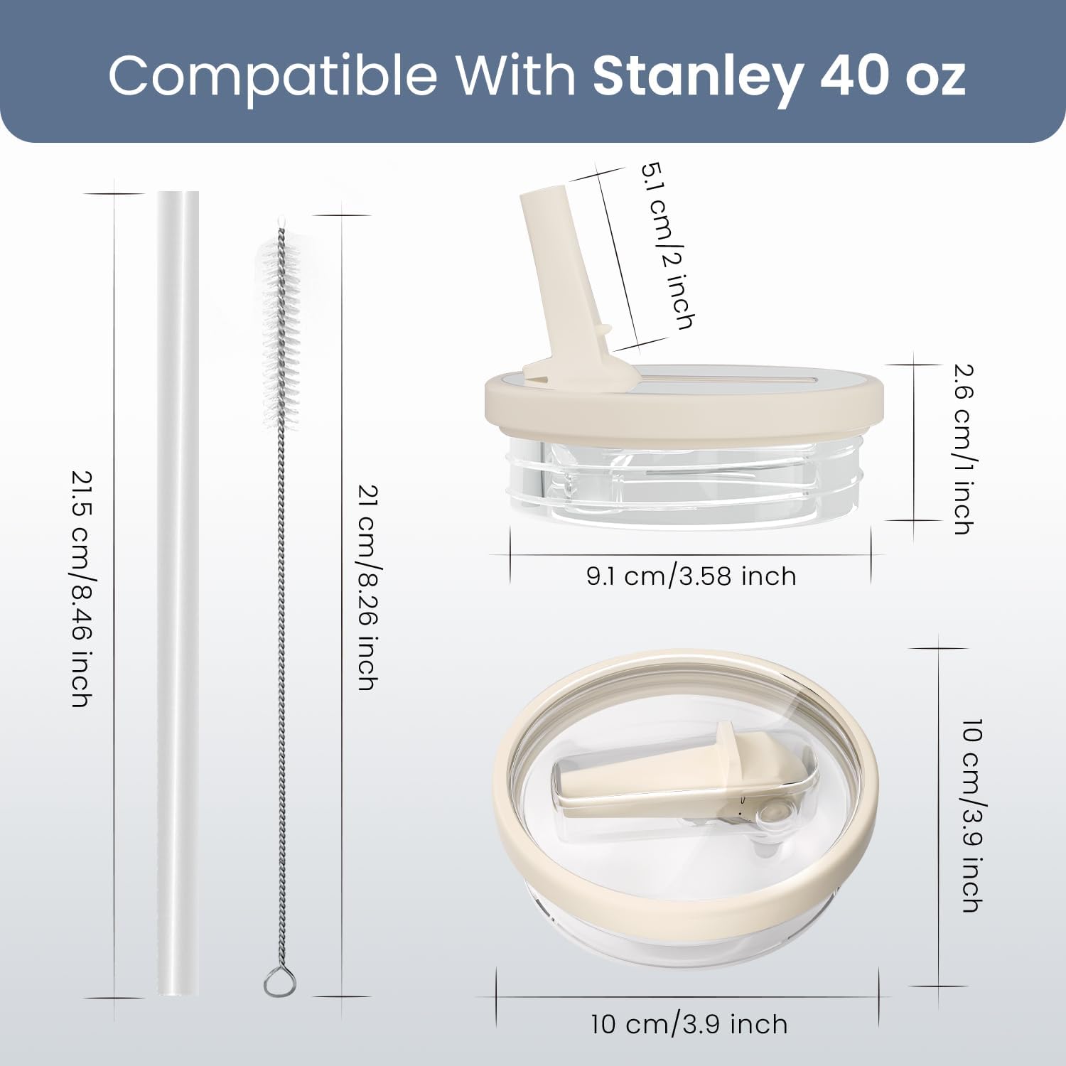 2 Pack Stanley Lid Replacement 40 oz, for Stanley H2.0 Quencher Cup Accessories, Dust-Proof Straw Cover for Stanley Cups, Spill-Proof Design, Stanley Cup Accessories - Image 3