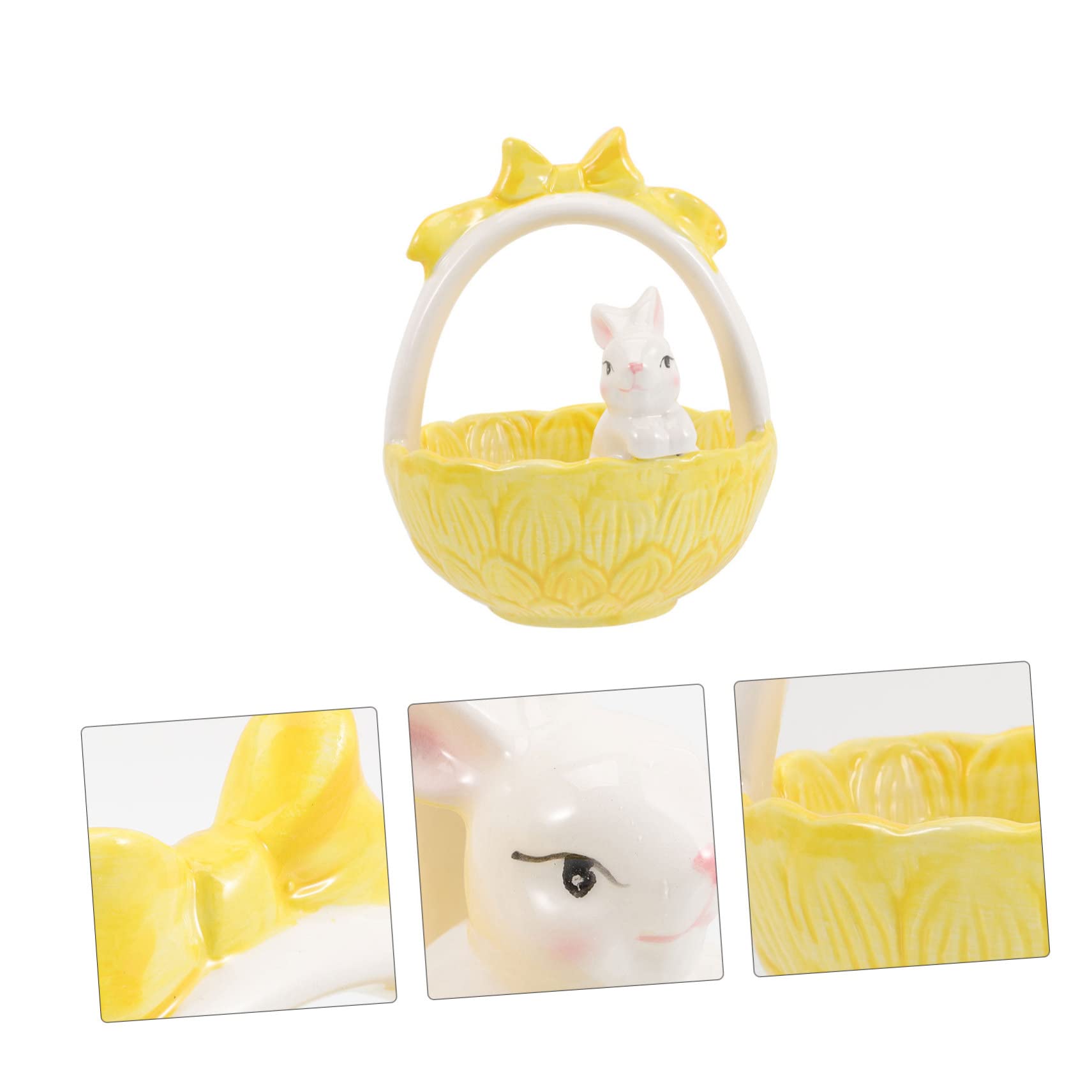 ULTECHNOVO Coniglietto in Ceramica Bomboniera Piccolo Decorazione Pasquale Ornamento da Tavolo 12,5x12,5x15 Cm per Feste di Pasqua e Ragazzo Ragazza e Decorazione per Casa