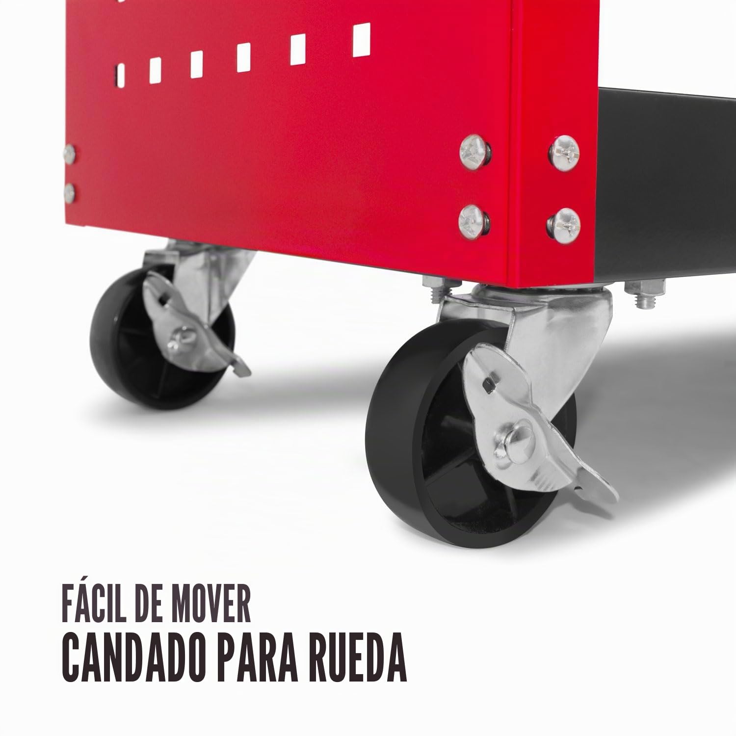Troller - Carro de taller de 3 niveles, paneles perforados laterales y 12 ganchos, ruedas autobloqueantes, superficie de trabajo con alfombrilla antideslizante